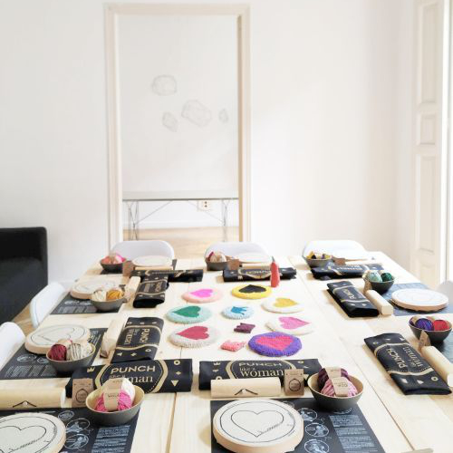 Atelier Punch Needle à Madrid avec Moomzart